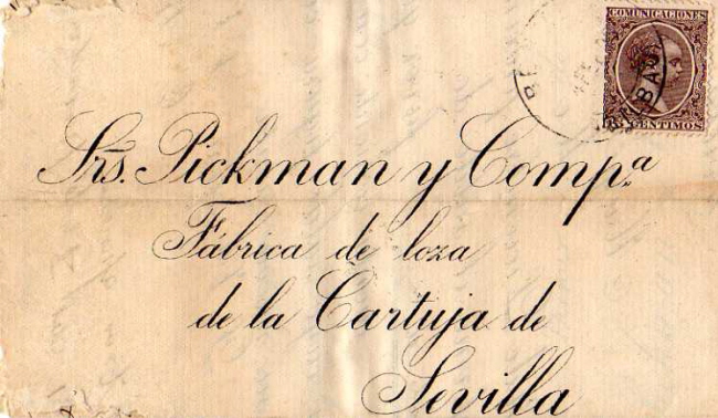 Sobrescrito circulado de Bermeo (Vizcaya) a Sevilla el 4 de Febrero de 1895.